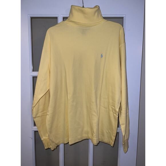 Polo Ralph Lauren Turtleneck Sweater Womens Sz L Butter Yellow Cotton Pullover - Picture 1 of 4